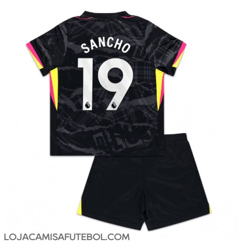 Camisa de Futebol Chelsea Jadon Sancho #19 Equipamento Alternativo Infantil 2024-25 Manga Curta (+ Calças curtas)